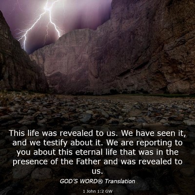 Picture 03 - 1 John 1:2 GW - This life was revealed to us. We have seen it, - Bible Verse Picture