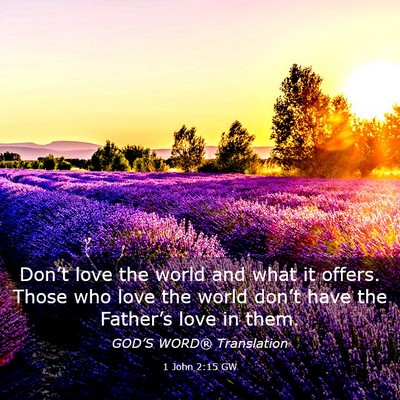 Picture 03 - 1 John 2:15 GW - Don’t love the world and what it offers. Those - Bible Verse Picture