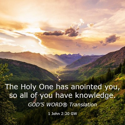 Picture 03 - 1 John 2:20 GW - The Holy One has anointed you, so all of you have - Bible Verse Picture