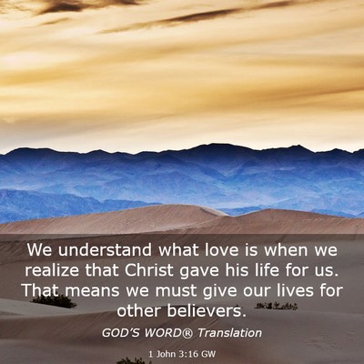 Picture 03 - 1 John 3:16 GW - We understand what love is when we realize that - Bible Verse Picture