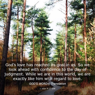Picture 03 - 1 John 4:17 GW - God’s love has reached its goal in us. So we - Bible Verse Picture