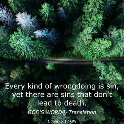 Picture 03 - 1 John 5:17 GW - Every kind of wrongdoing is sin, yet there are - Bible Verse Picture