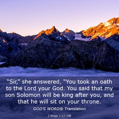 Picture 03 - 1 Kings 1:17 GW - “Sir,” she answered, “You took an oath to - Bible Verse Picture
