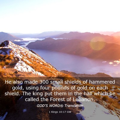 Picture 03 - 1 Kings 10:17 GW - He also made 300 small shields of hammered gold, - Bible Verse Picture