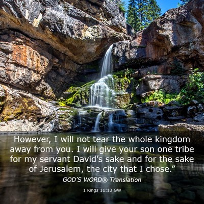 Picture 03 - 1 Kings 11:13 GW - However, I will not tear the whole kingdom away - Bible Verse Picture