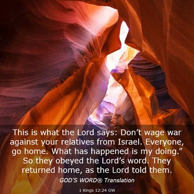 Picture 03 - 1 Kings 12:24 GW - This is what the Lord says: Don’t wage war - Bible Verse Picture