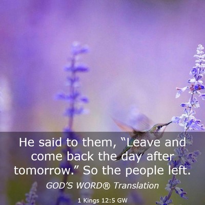 Picture 03 - 1 Kings 12:5 GW - He said to them, “Leave and come back the day - Bible Verse Picture