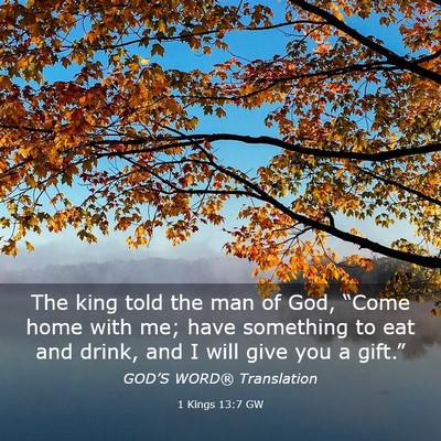 Picture 03 - 1 Kings 13:7 GW - The king told the man of God, “Come home with - Bible Verse Picture