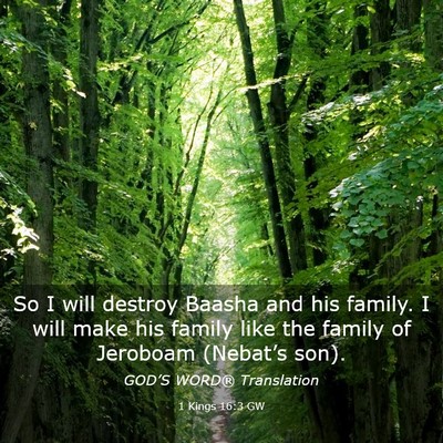 Picture 03 - 1 Kings 16:3 GW - So I will destroy Baasha and his family. I will - Bible Verse Picture