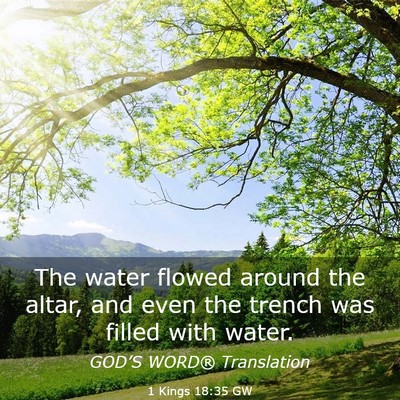 Picture 03 - 1 Kings 18:35 GW - The water flowed around the altar, and even the - Bible Verse Picture