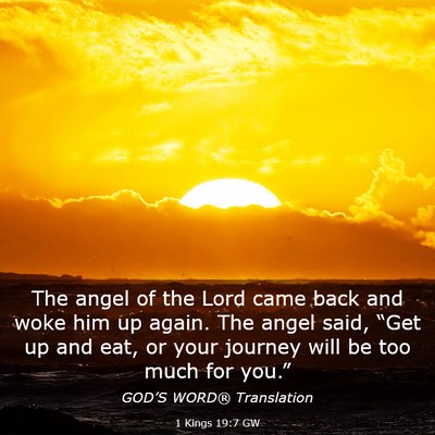 Picture 03 - 1 Kings 19:7 GW - The angel of the Lord came back and woke him up - Bible Verse Picture