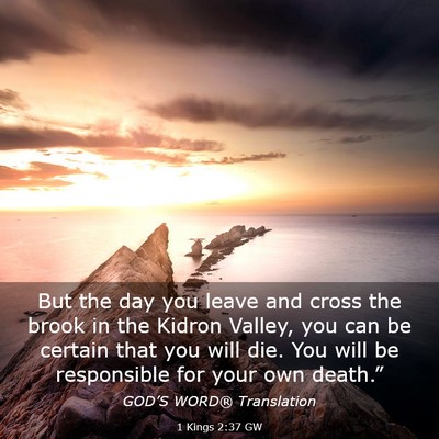 Picture 03 - 1 Kings 2:37 GW - But the day you leave and cross the brook in the - Bible Verse Picture