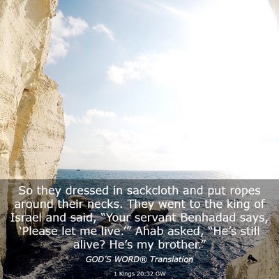 Picture 03 - 1 Kings 20:32 GW - So they dressed in sackcloth and put ropes around - Bible Verse Picture