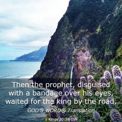 Picture 03 - 1 Kings 20:38 GW - Then the prophet, disguised with a bandage over - Bible Verse Picture