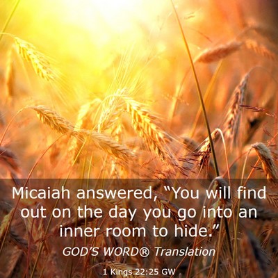Picture 03 - 1 Kings 22:25 GW - Micaiah answered, “You will find out on the day - Bible Verse Picture