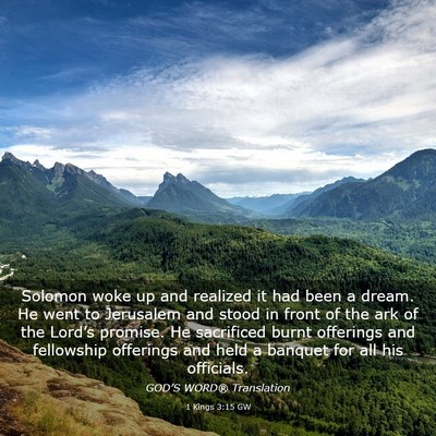 Picture 03 - 1 Kings 3:15 GW - Solomon woke up and realized it had been a dream. - Bible Verse Picture