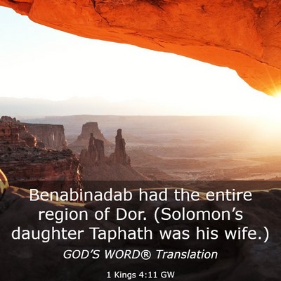 Picture 03 - 1 Kings 4:11 GW - Benabinadab had the entire region of Dor. - Bible Verse Picture