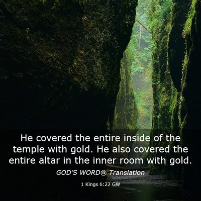 Picture 03 - 1 Kings 6:22 GW - He covered the entire inside of the temple with - Bible Verse Picture