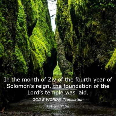 Picture 03 - 1 Kings 6:37 GW - In the month of Ziv of the fourth year of - Bible Verse Picture