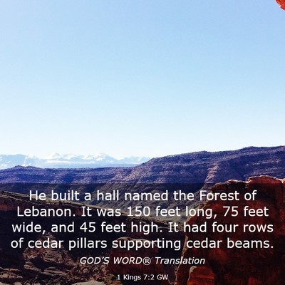 Picture 03 - 1 Kings 7:2 GW - He built a hall named the Forest of Lebanon. It - Bible Verse Picture