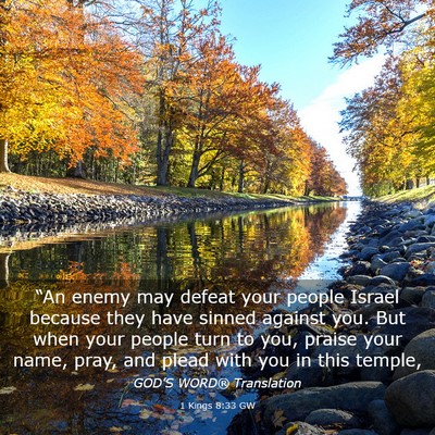 Picture 03 - 1 Kings 8:33 GW - “An enemy may defeat your people Israel because - Bible Verse Picture