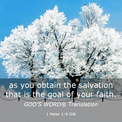 Picture 03 - 1 Peter 1:9 GW - as you obtain the salvation that is the goal of - Bible Verse Picture