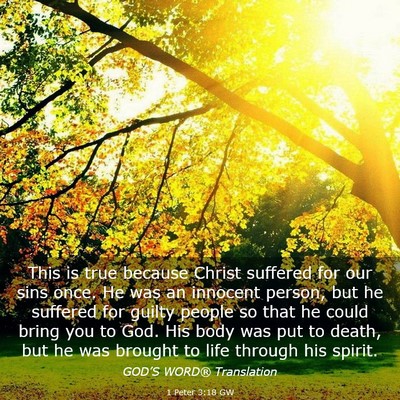 Picture 03 - 1 Peter 3:18 GW - This is true because Christ suffered for our sins - Bible Verse Picture