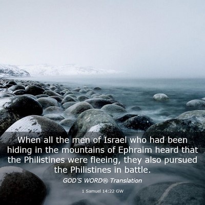 Picture 03 - 1 Samuel 14:22 GW - When all the men of Israel who had been hiding in - Bible Verse Picture