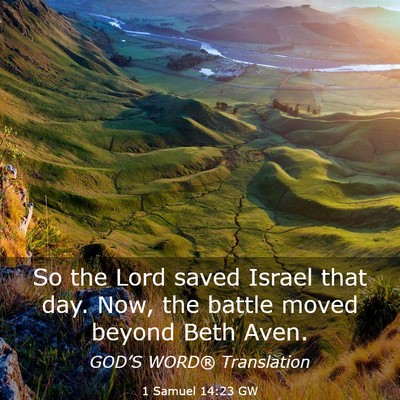 Picture 03 - 1 Samuel 14:23 GW - So the Lord saved Israel that day. Now, the - Bible Verse Picture