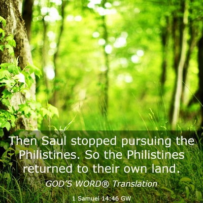 Picture 03 - 1 Samuel 14:46 GW - Then Saul stopped pursuing the Philistines. So - Bible Verse Picture