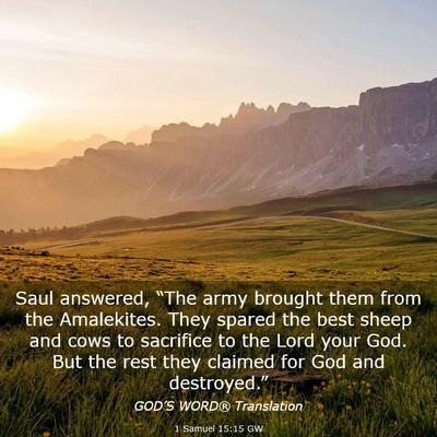 Picture 03 - 1 Samuel 15:15 GW - Saul answered, “The army brought them from the - Bible Verse Picture