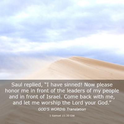 Picture 03 - 1 Samuel 15:30 GW - Saul replied, “I have sinned! Now please honor - Bible Verse Picture