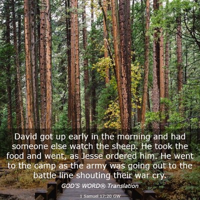 Picture 03 - 1 Samuel 17:20 GW - David got up early in the morning and had someone - Bible Verse Picture