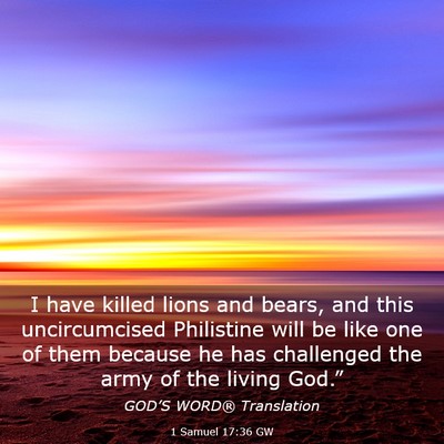 Picture 03 - 1 Samuel 17:36 GW - I have killed lions and bears, and this - Bible Verse Picture
