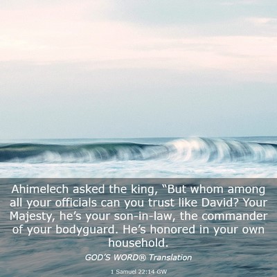 Picture 03 - 1 Samuel 22:14 GW - Ahimelech asked the king, “But whom among all - Bible Verse Picture