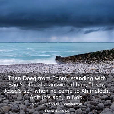 Picture 03 - 1 Samuel 22:9 GW - Then Doeg from Edom, standing with Saul’s - Bible Verse Picture