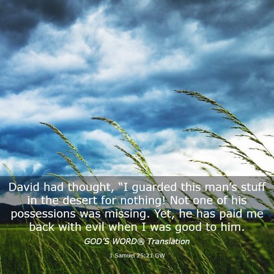 Picture 03 - 1 Samuel 25:21 GW - David had thought, “I guarded this man’s - Bible Verse Picture
