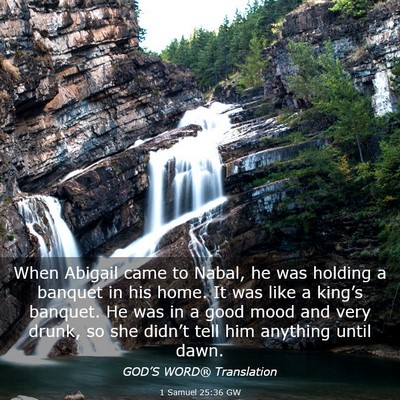 Picture 03 - 1 Samuel 25:36 GW - When Abigail came to Nabal, he was holding a - Bible Verse Picture