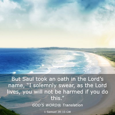 Picture 03 - 1 Samuel 28:10 GW - But Saul took an oath in the Lord’s name, “I - Bible Verse Picture