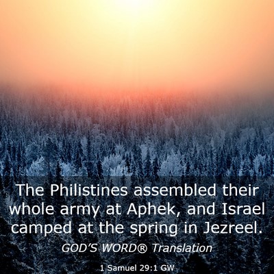 Picture 03 - 1 Samuel 29:1 GW - The Philistines assembled their whole army at - Bible Verse Picture