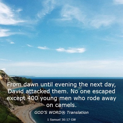 Picture 03 - 1 Samuel 30:17 GW - From dawn until evening the next day, David - Bible Verse Picture