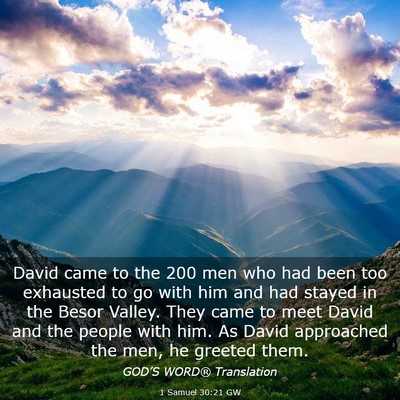 Picture 03 - 1 Samuel 30:21 GW - David came to the 200 men who had been too - Bible Verse Picture