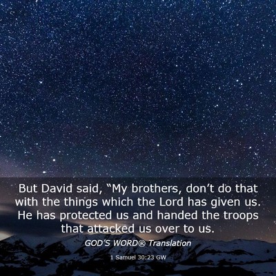 Picture 03 - 1 Samuel 30:23 GW - But David said, “My brothers, don’t do that - Bible Verse Picture