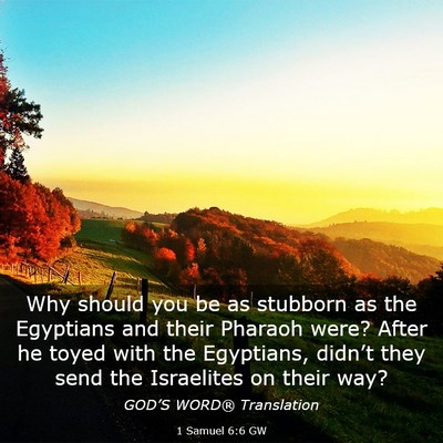 Picture 03 - 1 Samuel 6:6 GW - Why should you be as stubborn as the Egyptians - Bible Verse Picture