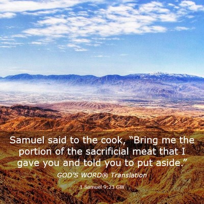 Picture 03 - 1 Samuel 9:23 GW - Samuel said to the cook, “Bring me the portion - Bible Verse Picture