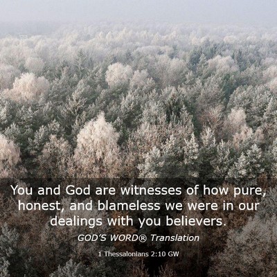 Picture 03 - 1 Thessalonians 2:10 GW - You and God are witnesses of how pure, honest, - Bible Verse Picture