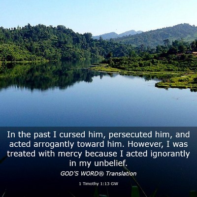 Picture 03 - 1 Timothy 1:13 GW - In the past I cursed him, persecuted him, and - Bible Verse Picture