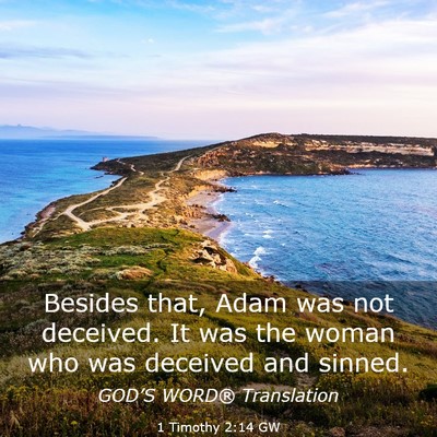 Picture 03 - 1 Timothy 2:14 GW - Besides that, Adam was not deceived. It was the - Bible Verse Picture