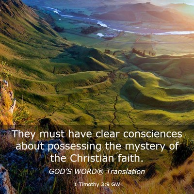 Picture 03 - 1 Timothy 3:9 GW - They must have clear consciences about possessing - Bible Verse Picture