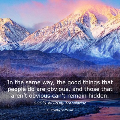 Picture 03 - 1 Timothy 5:25 GW - In the same way, the good things that people do - Bible Verse Picture